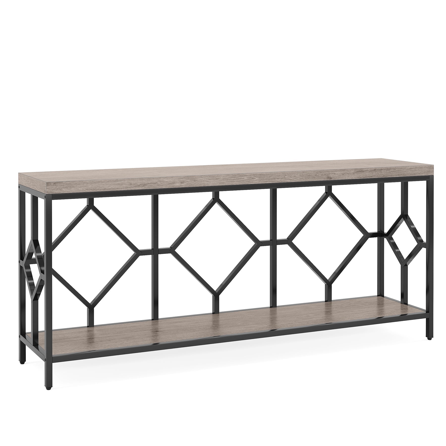 2-Tier Console Table, 71" Extra Long Sofa Table with Open Storage Shelf Tribesigns